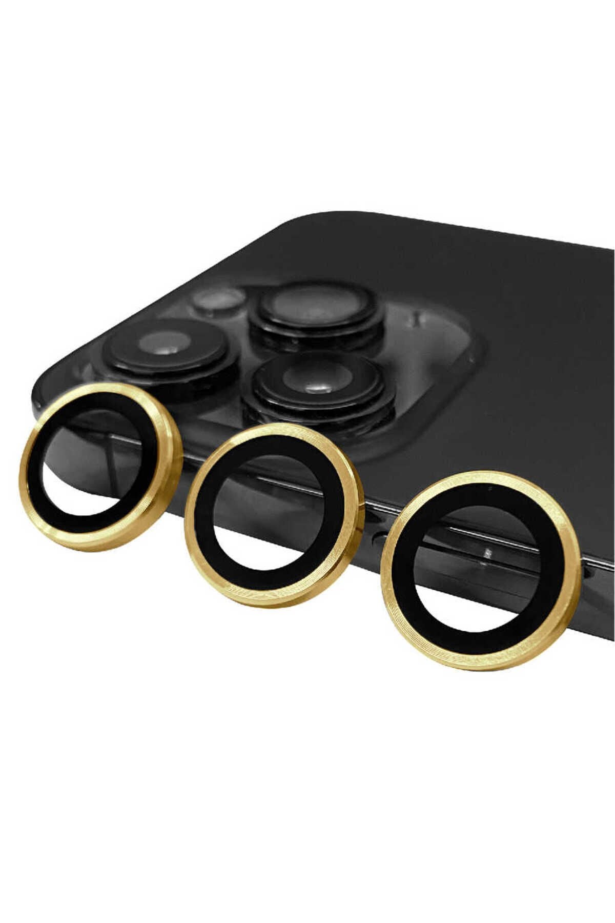 iPhone 14 Pro Max Uyumlu BSAY CL-07 Kamera Koruyucu-Gümüş Gold