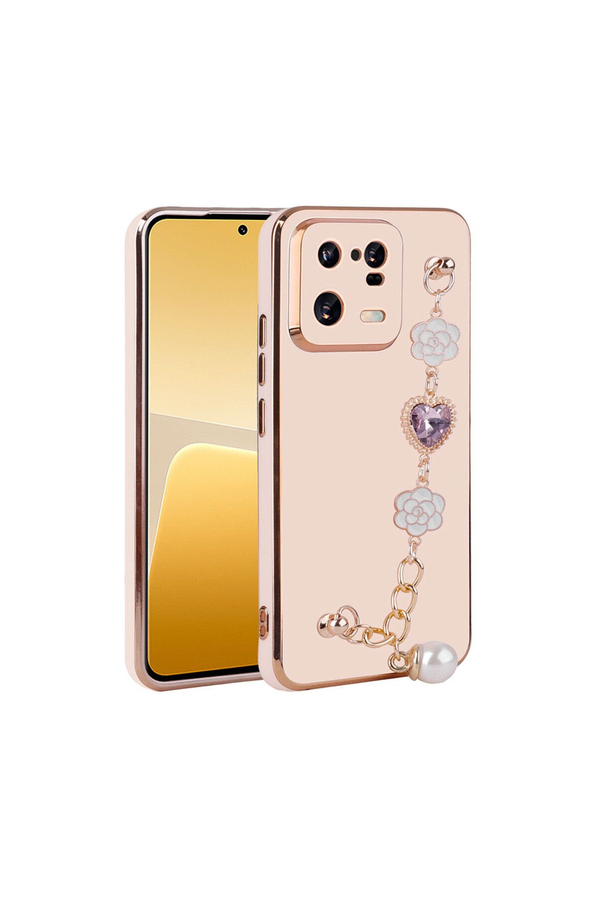 Mi 13 Pro Kılıf El Tutamaçlı Kamera Korumalı BSAY Taka Silikon Kapak - Siyah Mor