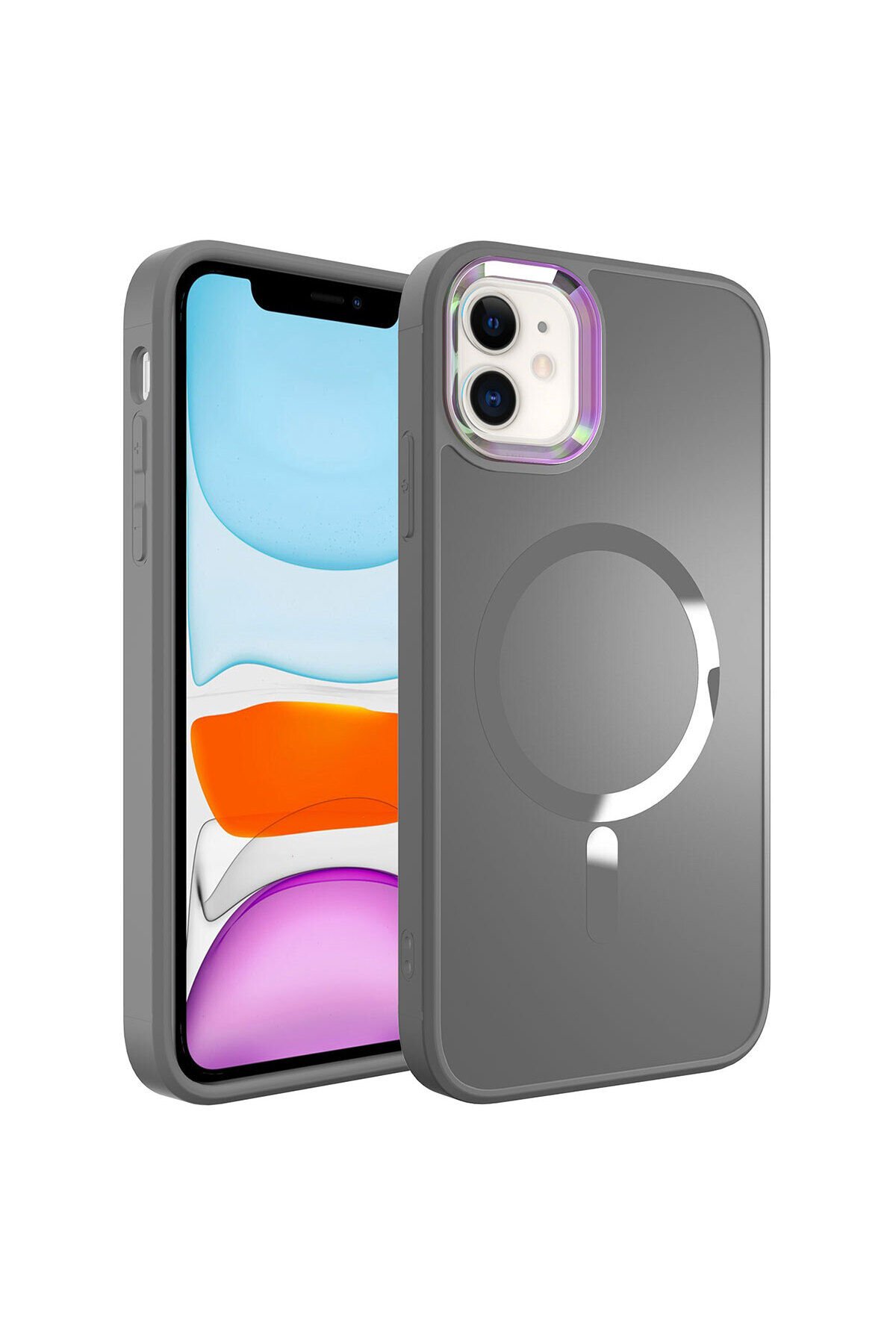 iPhone 11 Uyumlu Magsafe Wireless Şarj Özellikli BSAY Stil Kılıf-Siyah Siyah