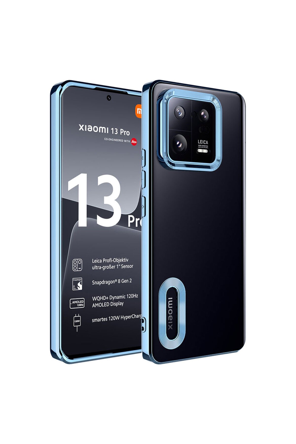 Mi 13 Pro Kılıf Kamera Korumalı Logo Gösteren BSAY Omega Kapak - Mavi Mavi