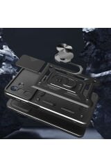 Galaxy A17 Kılıf Magnetik Standlı Kamera Korumalı Zore Sürgülü Vega Kapak - Siyah Siyah