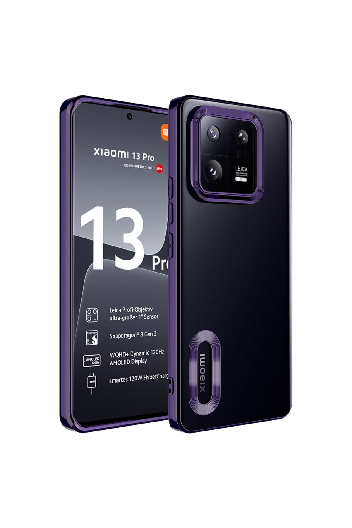 Mi 13 Pro Kılıf Kamera Korumalı Logo Gösteren BSAY Omega Kapak - Mavi Gold