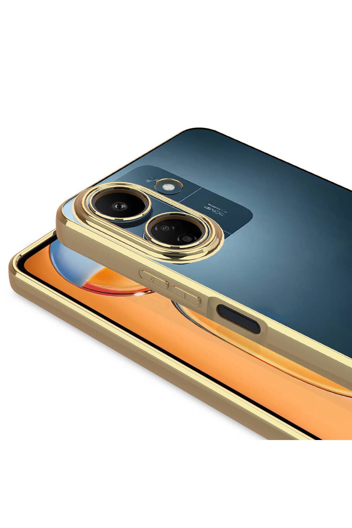 Poco C65 Kılıf Kamera Korumalı Logo Gösteren BSAY Omega Kapak-Gold Derin Mor