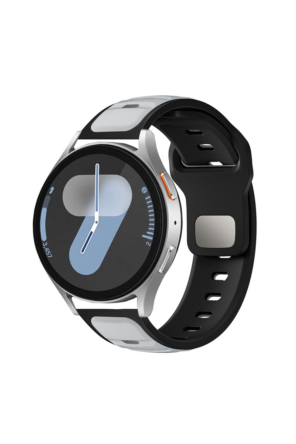 Huawei Honor Magic 2 46mm BSAY KRD-135 22mm Silikon Kordon Strap Kayış - Gri-Siyah Siyah