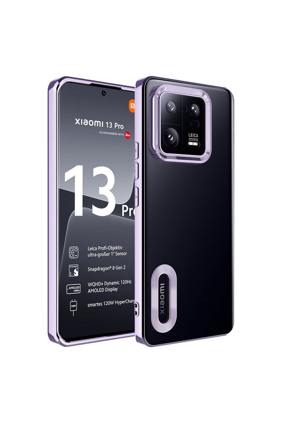 Mi 13 Pro Kılıf Kamera Korumalı Logo Gösteren BSAY Omega Kapak - Mavi Lila