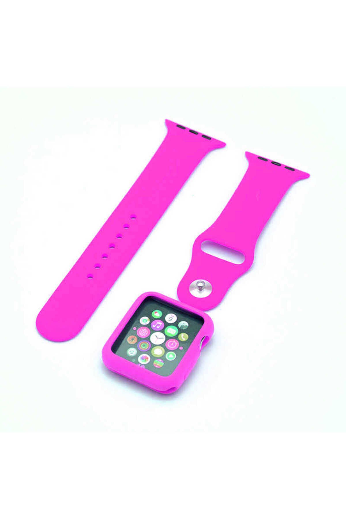 Watch 42mm Uyumlu 3 in 1 Klasik BSAY Kordon-Pembe Pembe