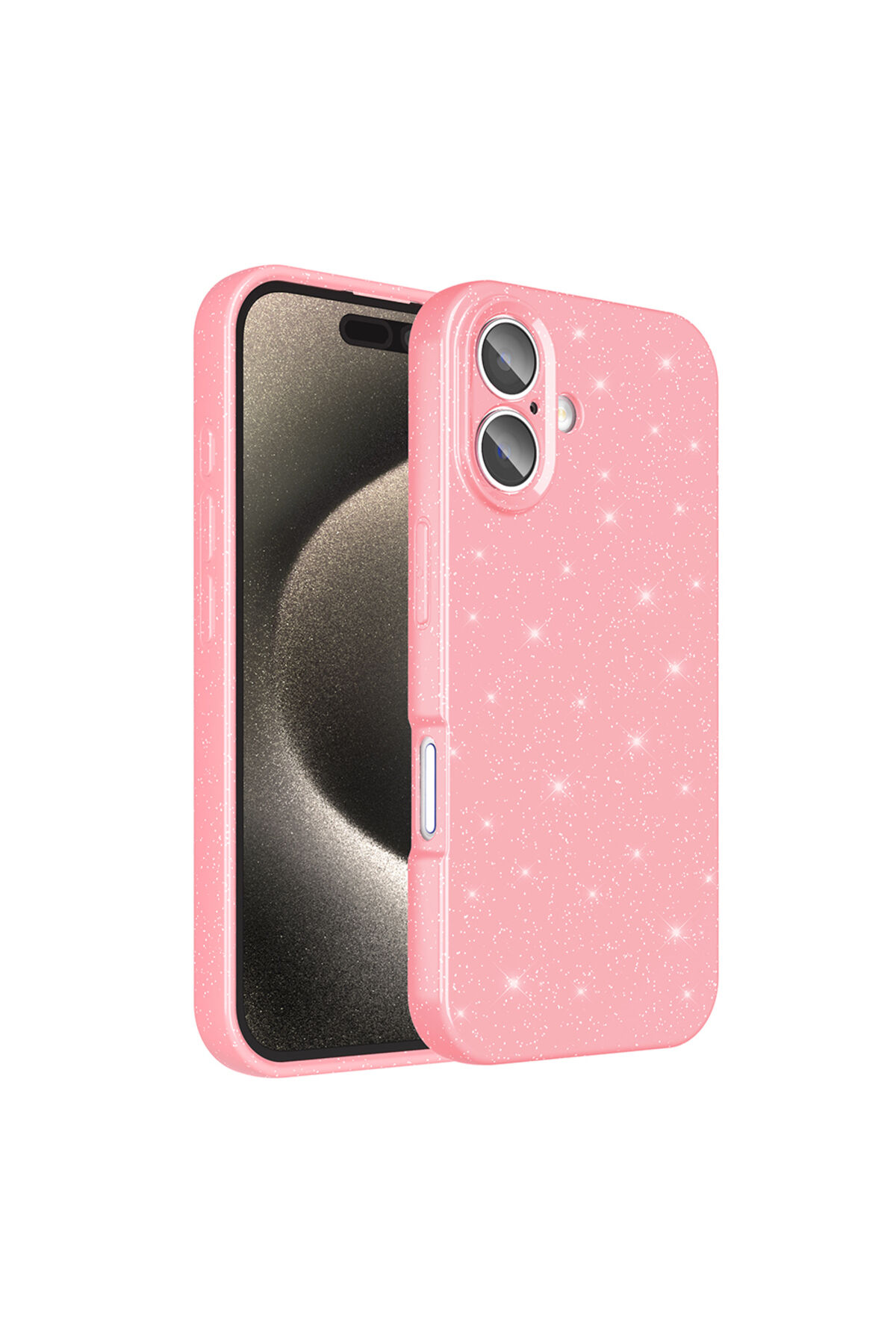 iPhone 16 Plus Kılıf Kamera Korumalı Simli Lüks Zore Koton Kapak - Gümüş Açık Pembe