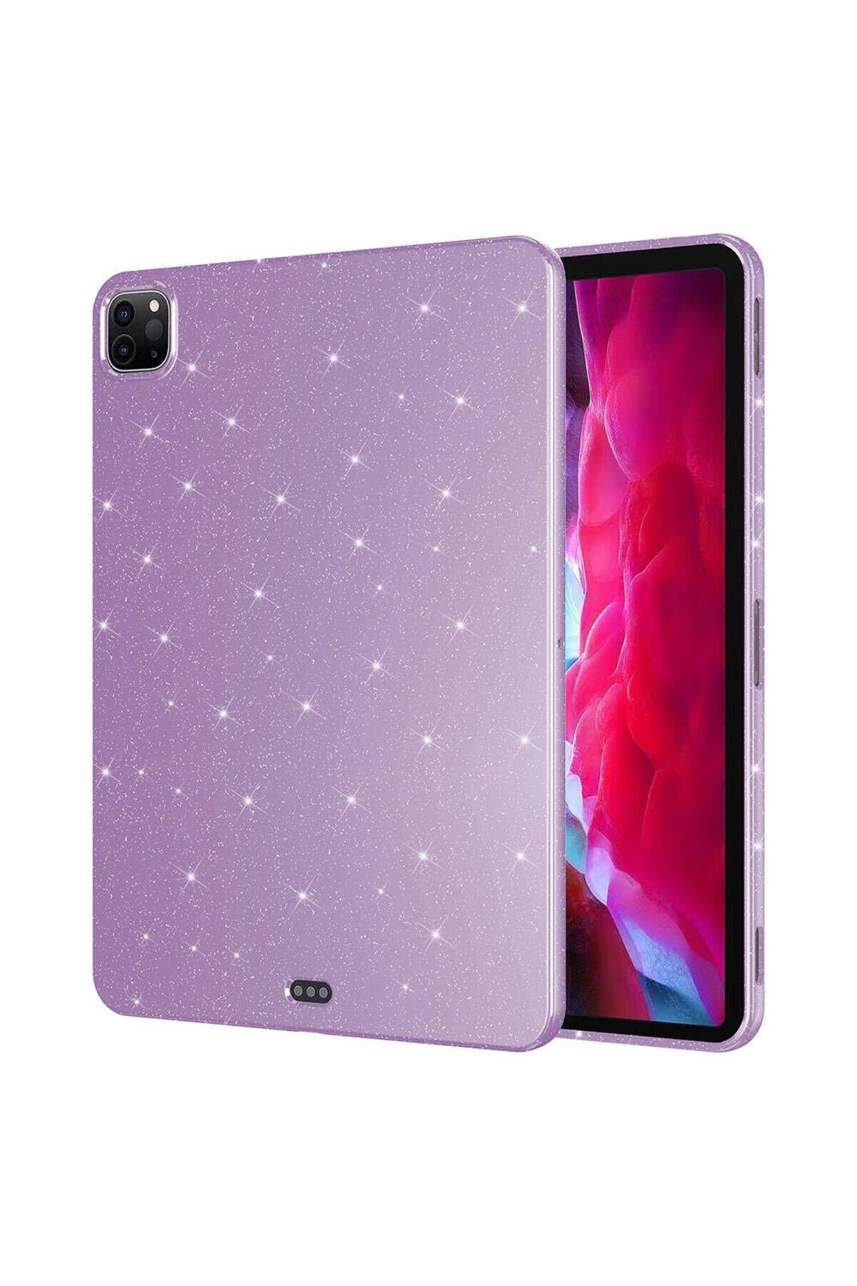 iPad Pro 11 2020 (2.Nesil) Simli Parlak Görünümlü Uyumlu ATA Tablet Koton Kılıf-Pembe Koyu Lila