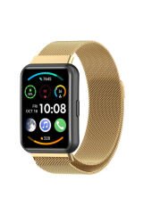 Huawei Watch Fit 2 Uyumlu KRD-01 Metal BSAY Kordon-Gümüş Pembe