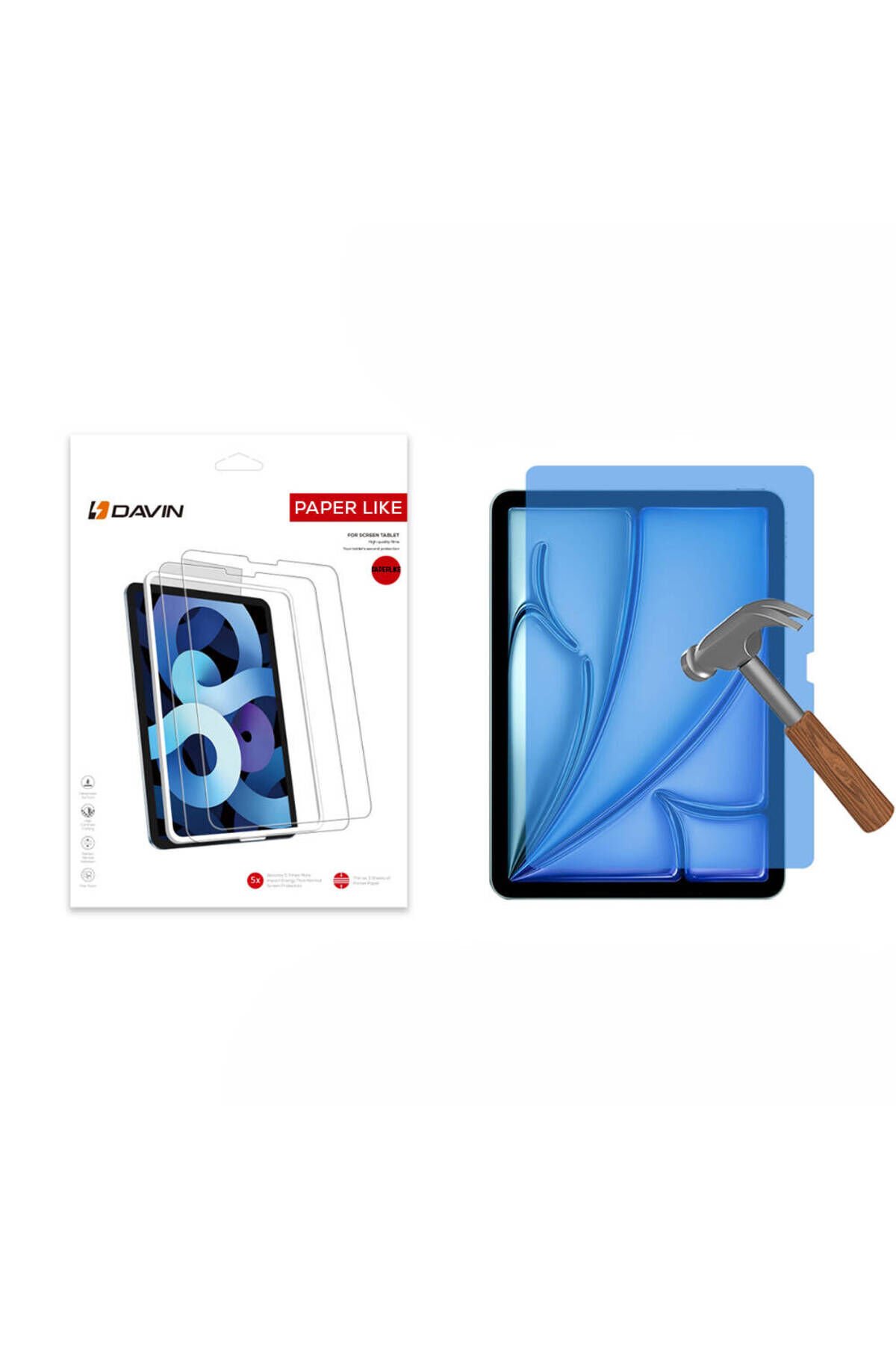iPad Air 11 2024 Kağıt Hisli Mat Uyumlu Davin Paper Like Ekran Koruyucu-Şeffaf Şeffaf