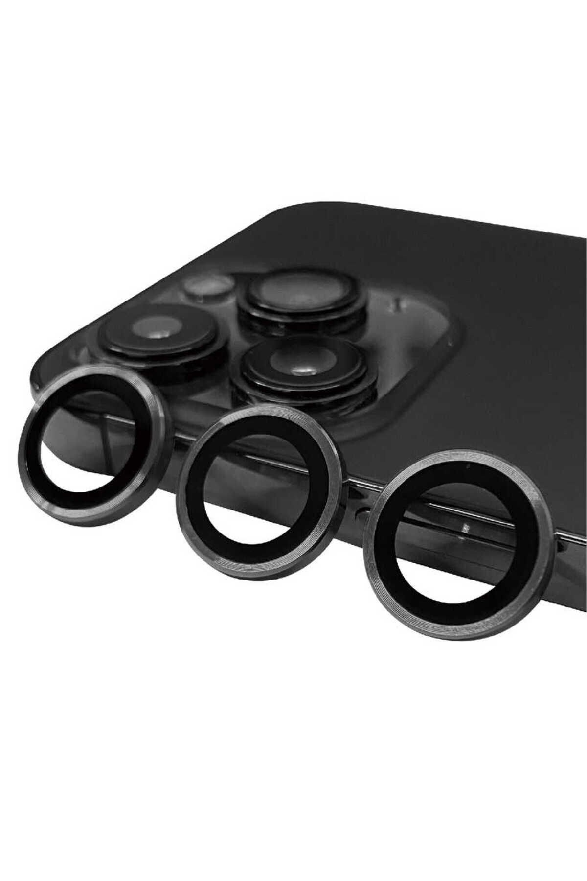 iPhone 15 Pro Uyumlu BSAY CL-07 Kamera Koruyucu-Midnight Koyu Gri