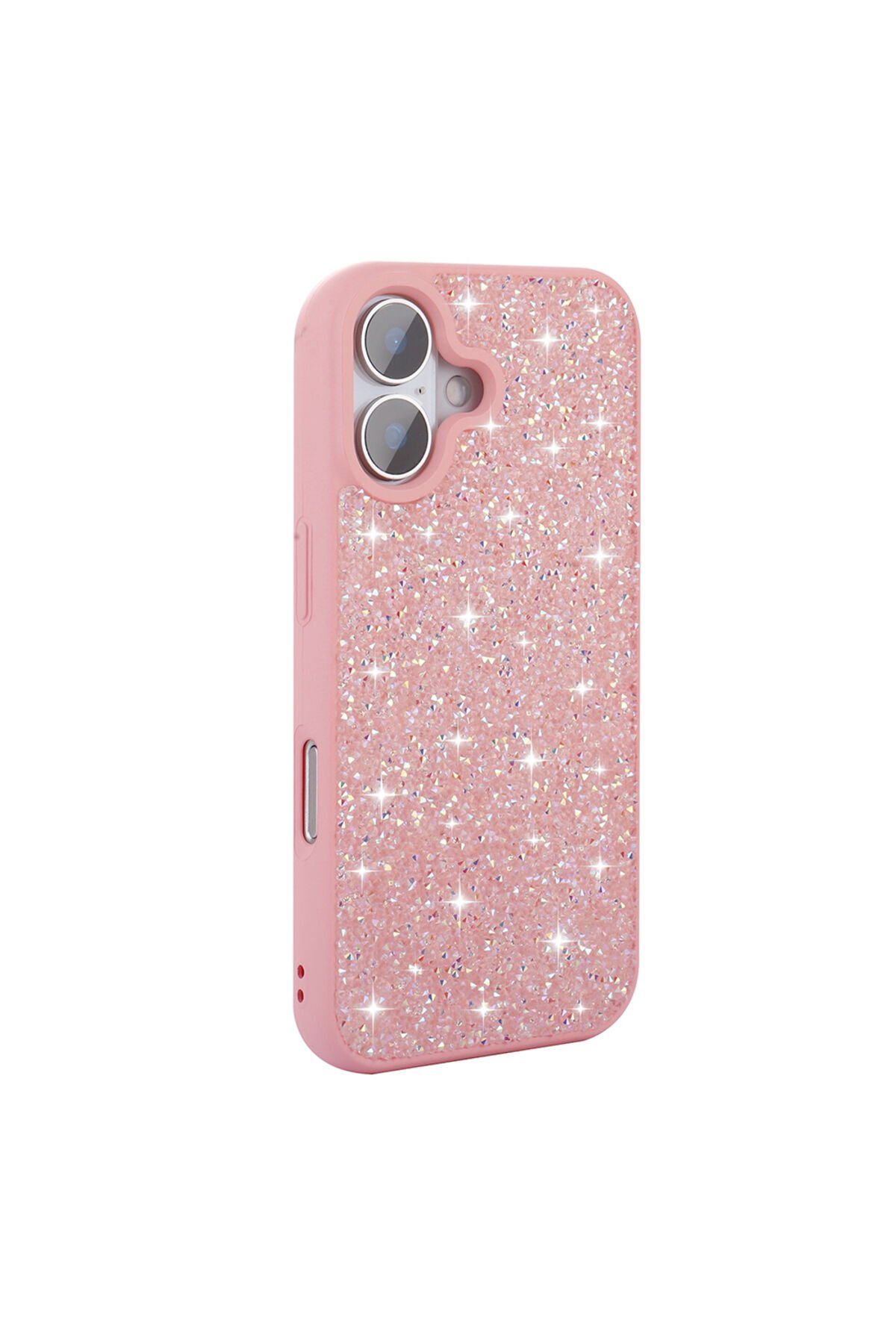 iPhone 16 Plus Kılıf Parlak Taşlı Tasarım MRSA Pırlanta Kapak - Pembe Pembe