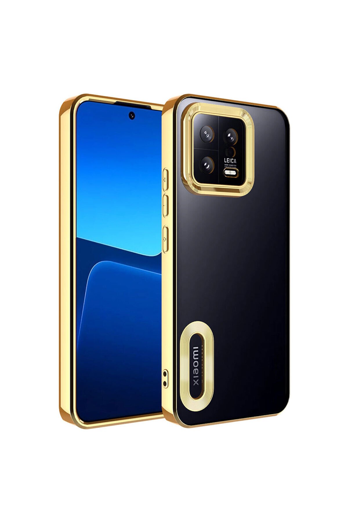 Mi 13 Kılıf Kamera Korumalı Logo Gösteren BSAY Omega Kapak - Gold Gold