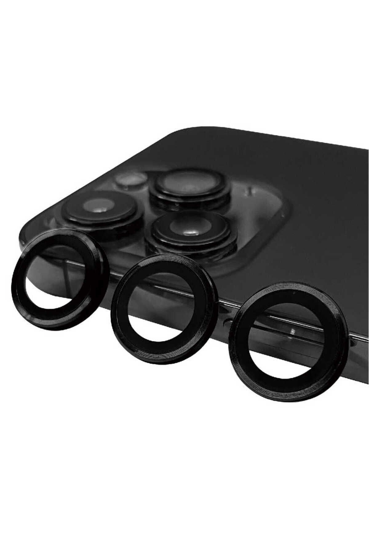 iPhone 15 Pro Max Uyumlu BSAY CL-07 Kamera Koruyucu-Siyah Siyah