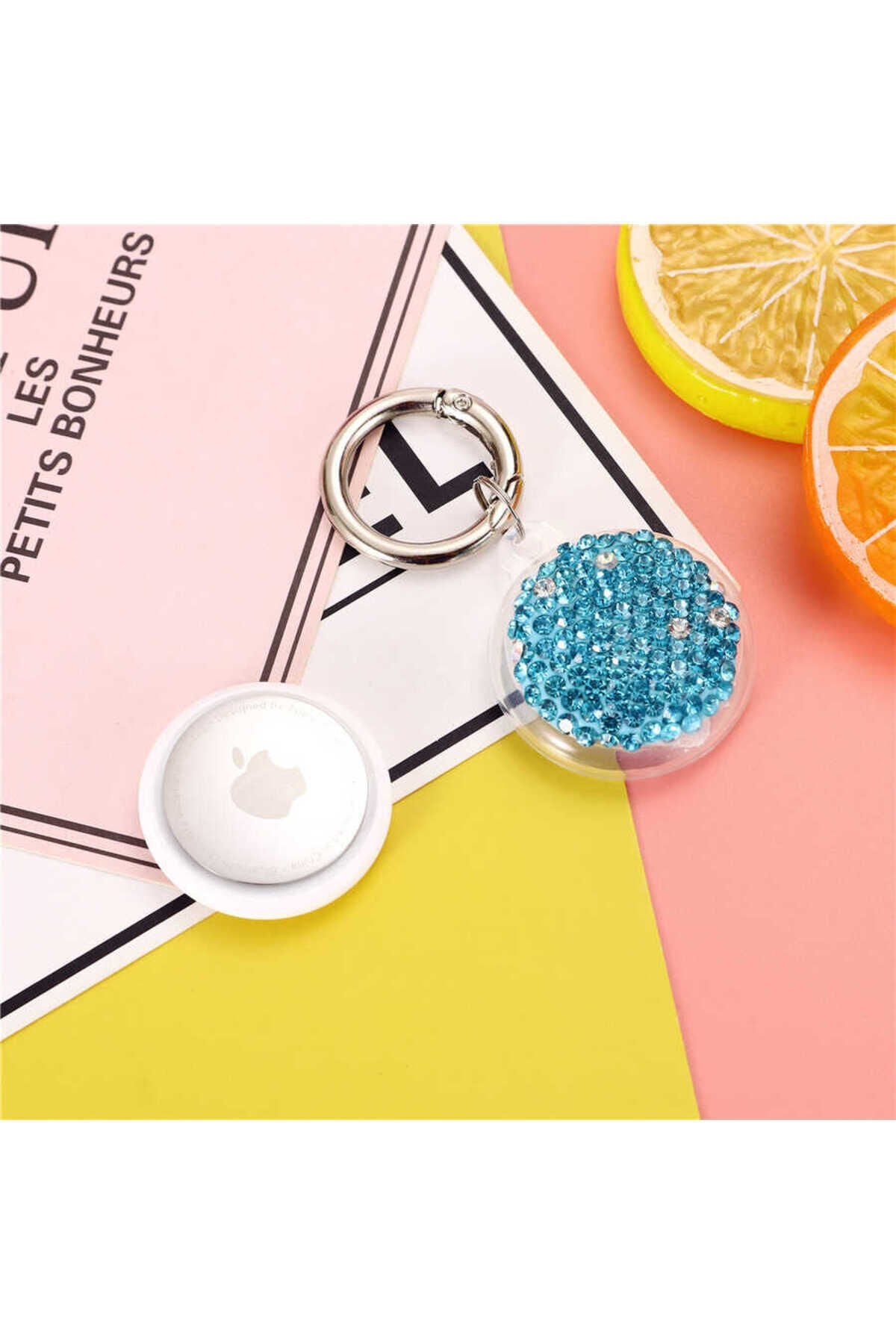 BSAY Airtag 03 Uyumlu Silikon Anahtarlık-Mavi Mavi