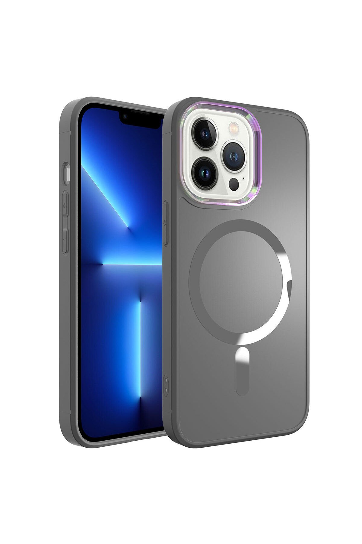 iPhone 13 Pro Uyumlu Magsafe Wireless Şarj Özellikli BSAY Stil Kılıf-Siyah Siyah