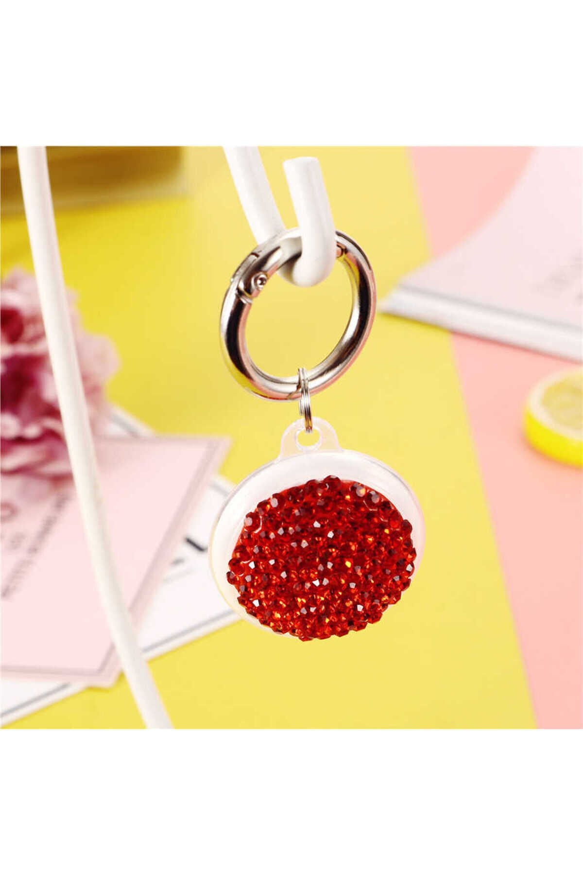 BSAY Airtag 03 Uyumlu Silikon Anahtarlık-Mavi Kırmızı