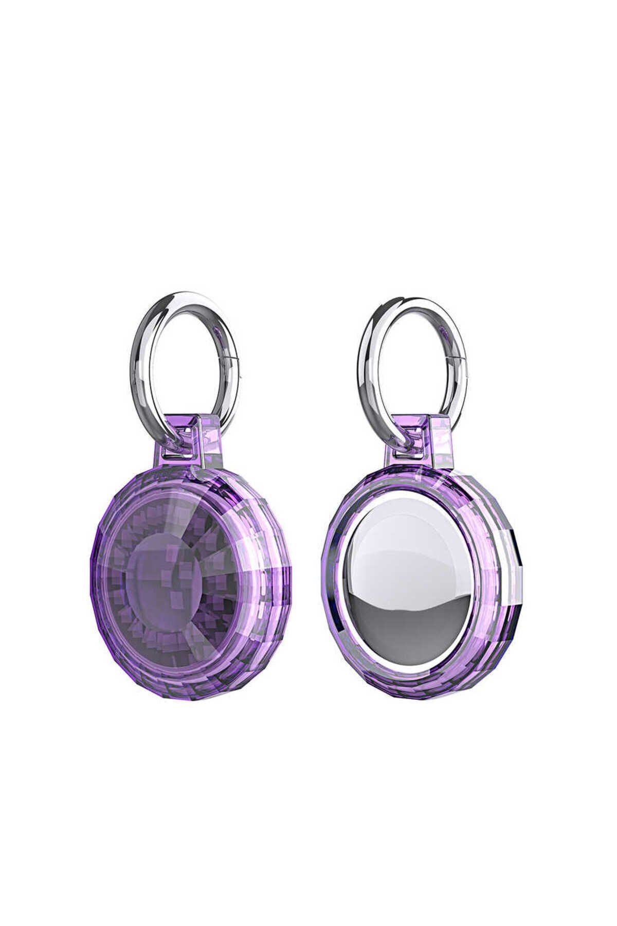 BSAY Airtag 04 Uyumlu Silikon Anahtarlık-Mor Mor