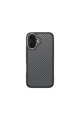 iPhone 16 Kılıf M-safe Şarj Özellikli Karbon Fiber Görünümlü Zore Antina Kapak - Gri Gri