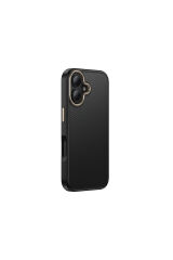 iPhone 16 Plus Kılıf M-safe Şarj Özellikli Karbon Fiber Görünümlü Zore Antina Kapak - Siyah-Gri Siyah-Gri