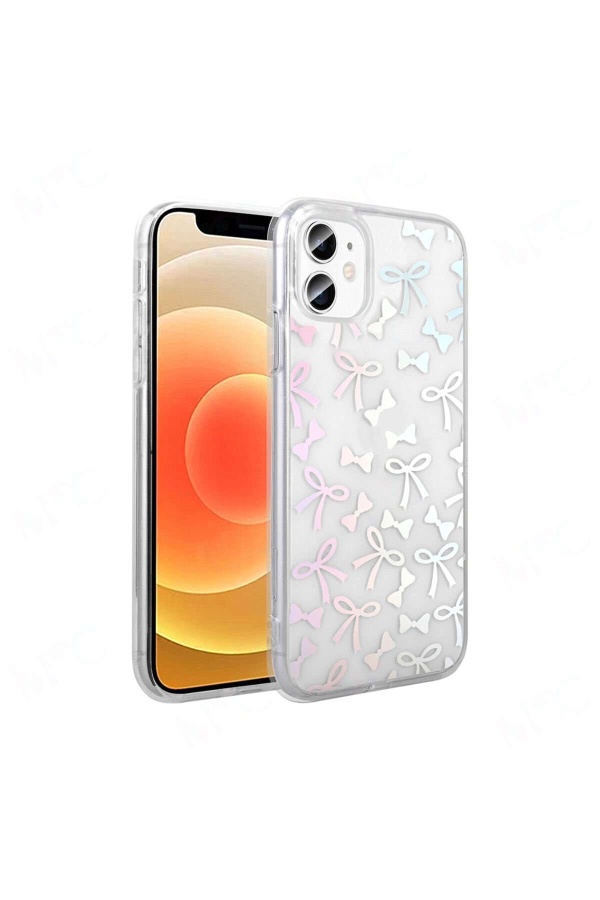 iPhone 11 Kılıf Şeffaf Figürlü Zore Folk Sert Kapak - Papatya Beyaz