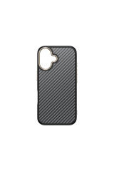 iPhone 16 Plus Kılıf M-safe Şarj Özellikli Karbon Fiber Görünümlü Zore Antina Kapak - Siyah-Gri Siyah-Yeşil