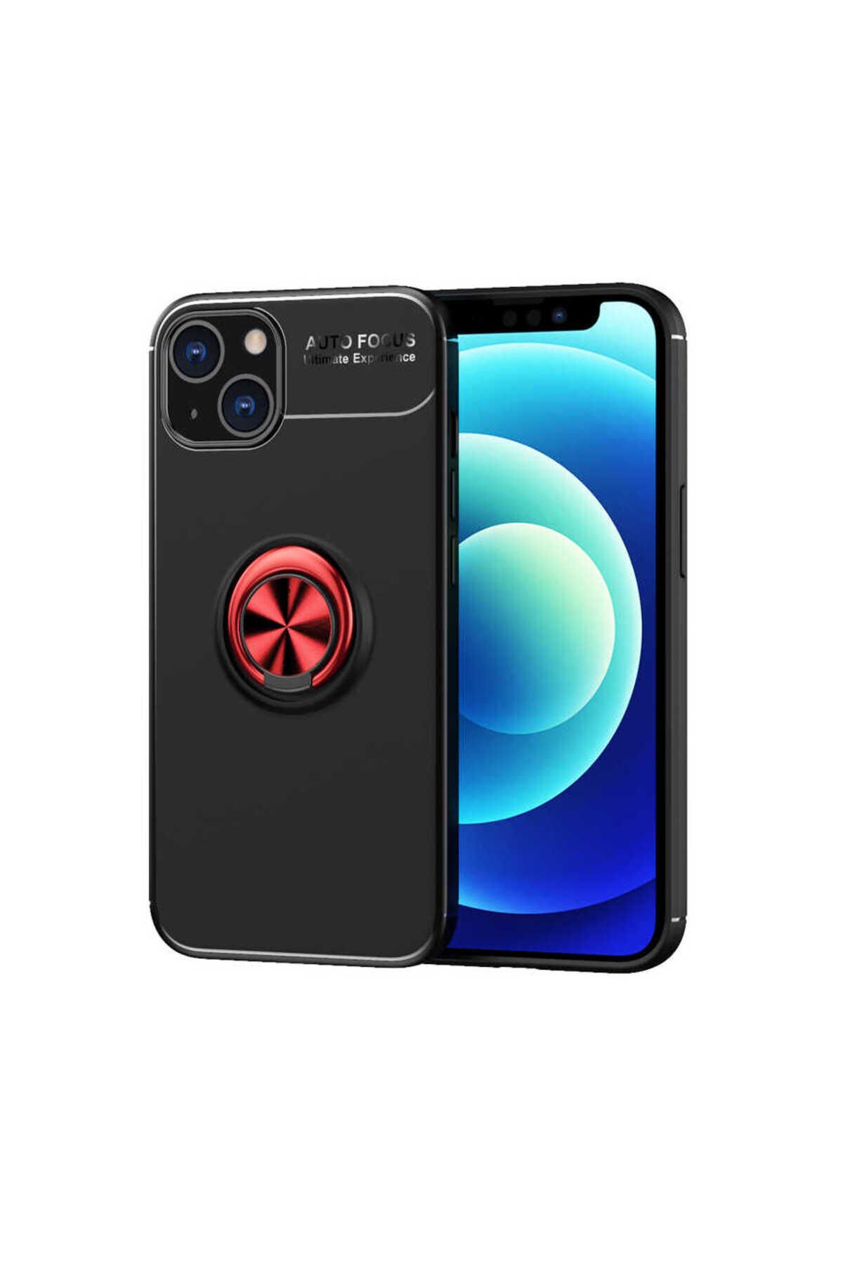 iPhone 13 Mini Uyumlu BSAY Ravel Silikon Kılıf-Siyah-Kırmızı Siyah-Kırmızı