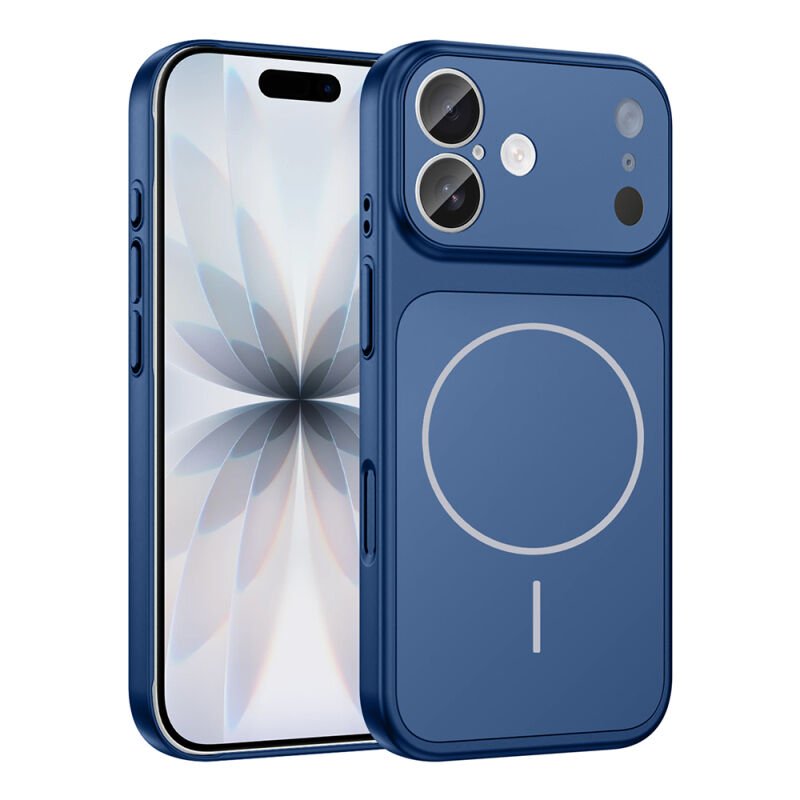 iPhone 17 Kılıf Zore M-Safe Şarj Özellikli Kamera Korumalı Formen Kılıf Mavi