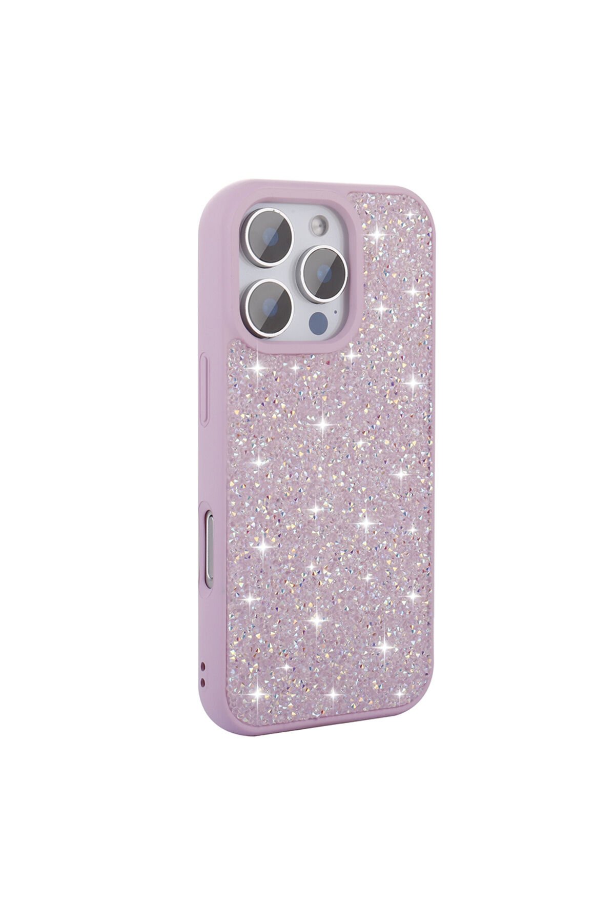 iPhone 16 Pro Max Kılıf Parlak Taşlı Tasarım NXAR Pırlanta Kapak - Lila Lila