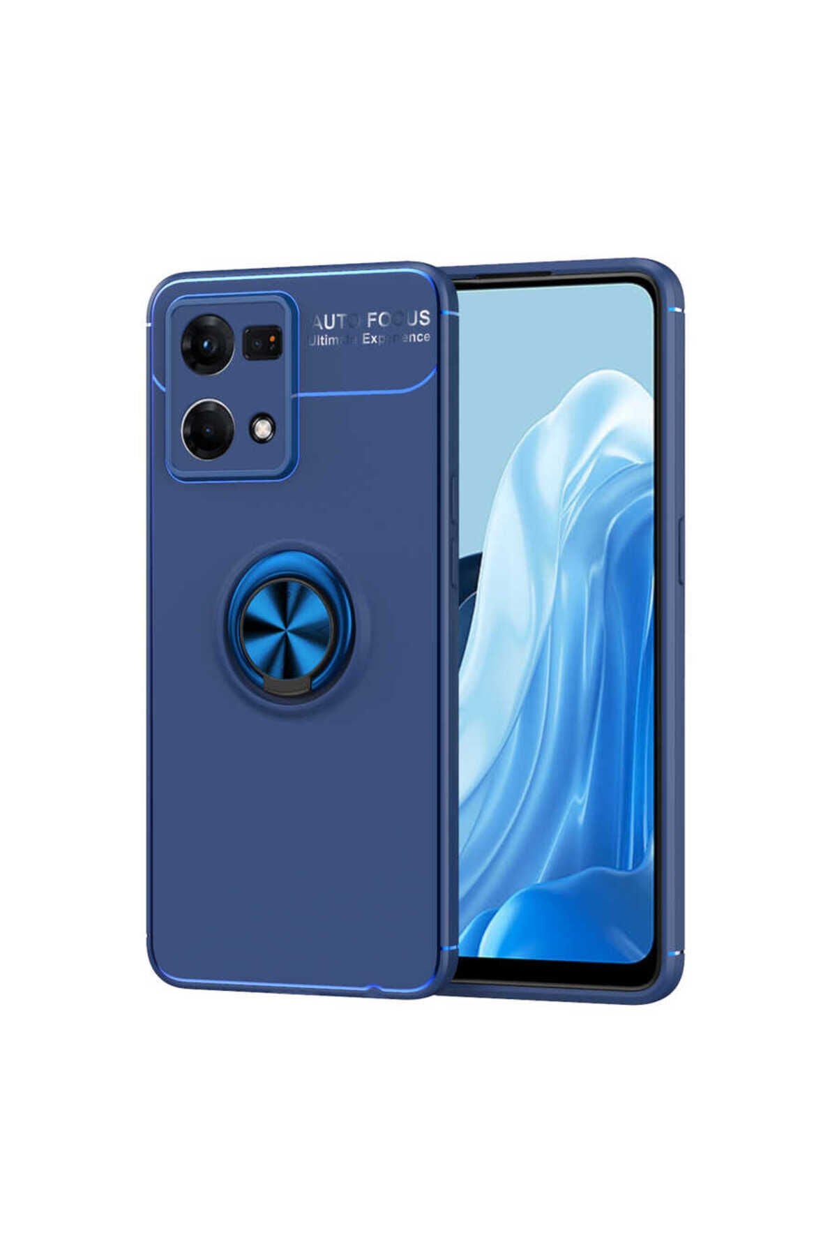 Reno 7 4G Kılıf ATA Ravel Silikon Kapak - Mavi Mavi