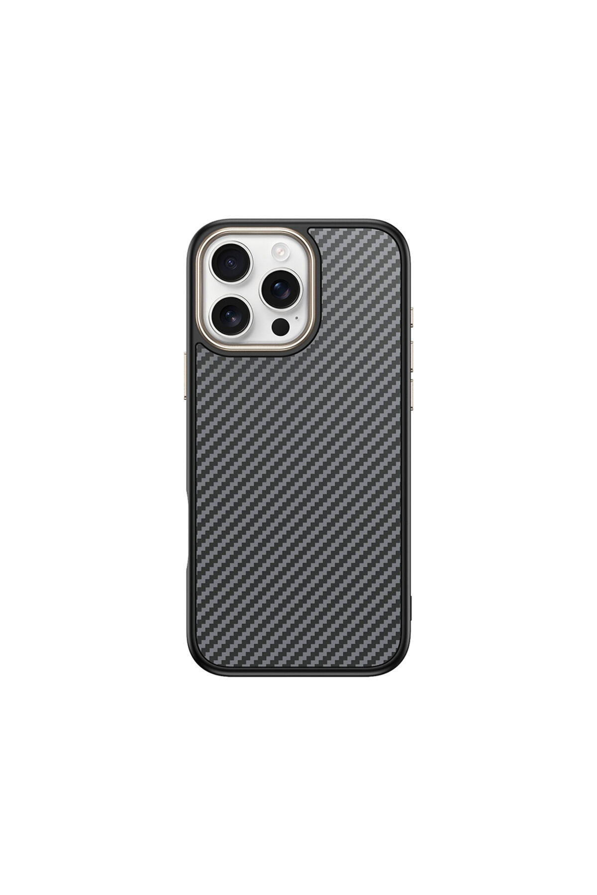 iPhone 16 Pro Kılıf M-safe Şarj Özellikli Karbon Fiber Görünümlü Zore Antina Kapak - Mavi Gri