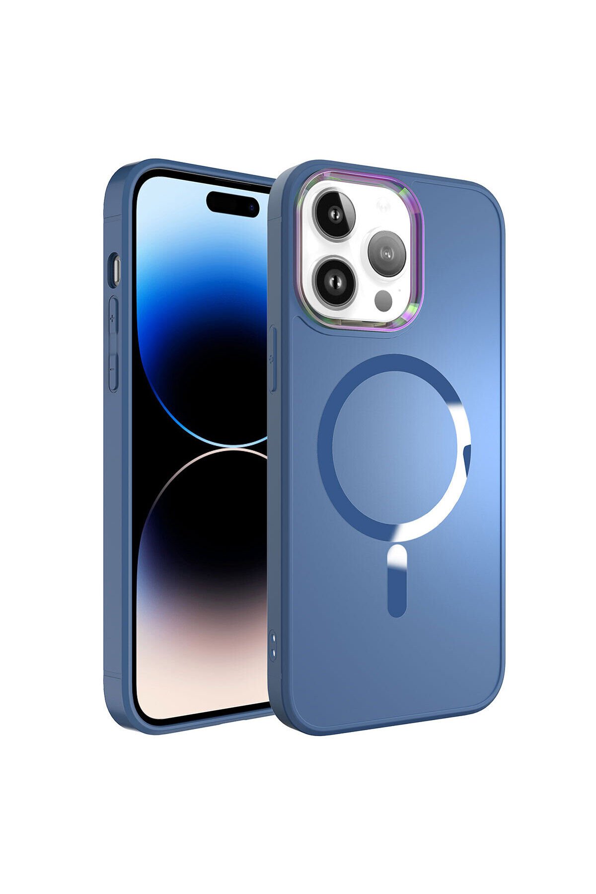 iPhone 14 Pro Max Uyumlu Magsafe Wireless Şarj Özellikli BSAY Stil Kılıf-Sierra Mavi Sierra Mavi