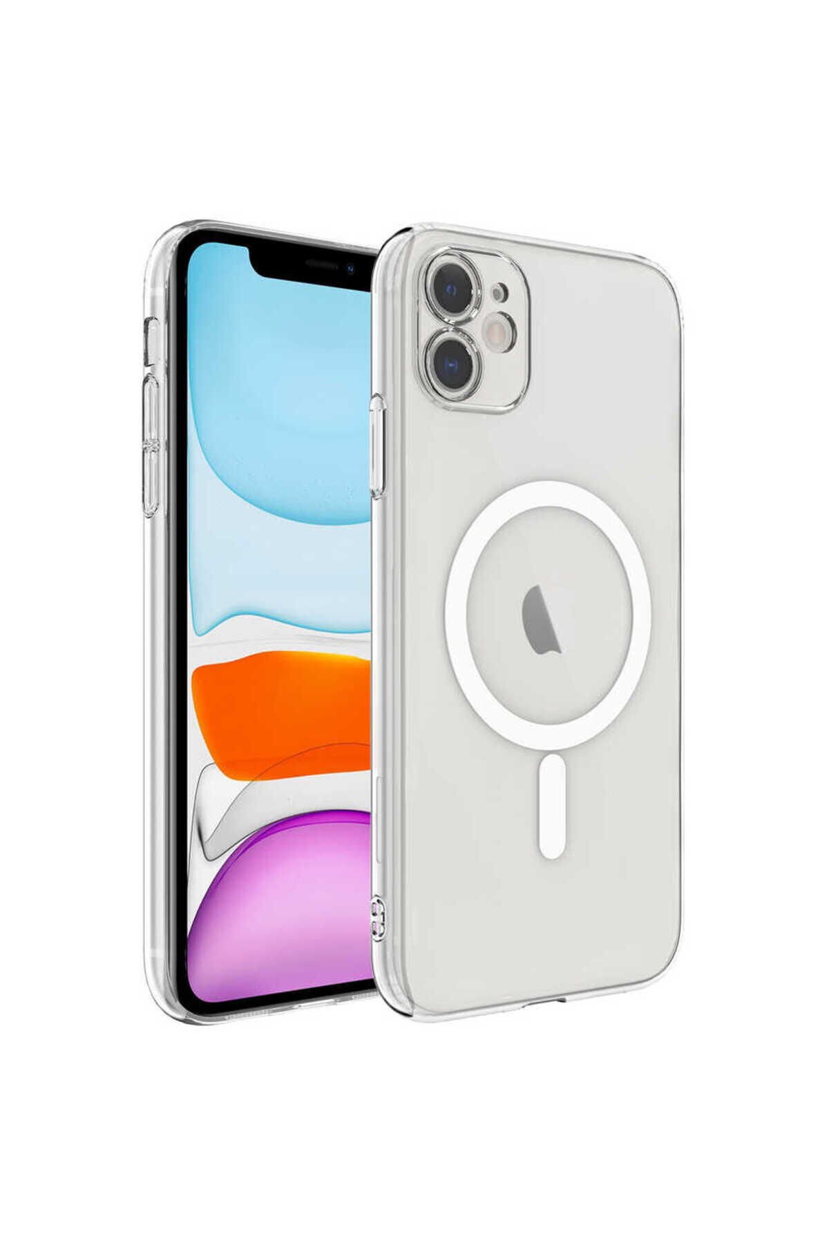 iPhone 11 Uyumlu Kamera Korumalı Magsafe Sert PC BSAY Porto Kılıf-Renksiz Renksiz