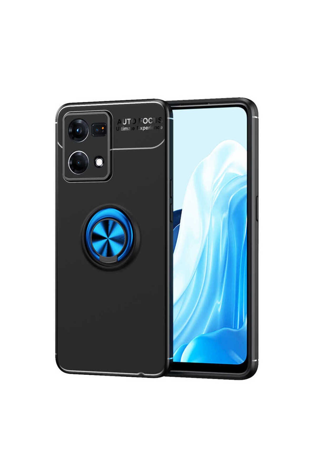 Reno 7 4G Kılıf BSAY Ravel Silikon Kapak - Siyah-Kırmızı Siyah-Mavi