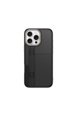 iPhone 16 Pro Max Kılıf M-safe Şarj Özellikli Karbon Fiber Görünümlü Zore Antina Kapak - Gri Siyah-Yeşil
