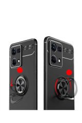 Reno 7 4G Kılıf BSAY Ravel Silikon Kapak - Siyah-Kırmızı Siyah-Mavi