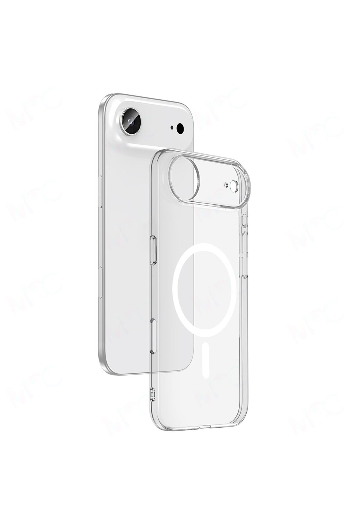 iPhone 17 Air Kılıf M-safe Şarj Özellikli Şeffaf Kamera Çerçeveli Porto Kapak - Şeffaf Şeffaf
