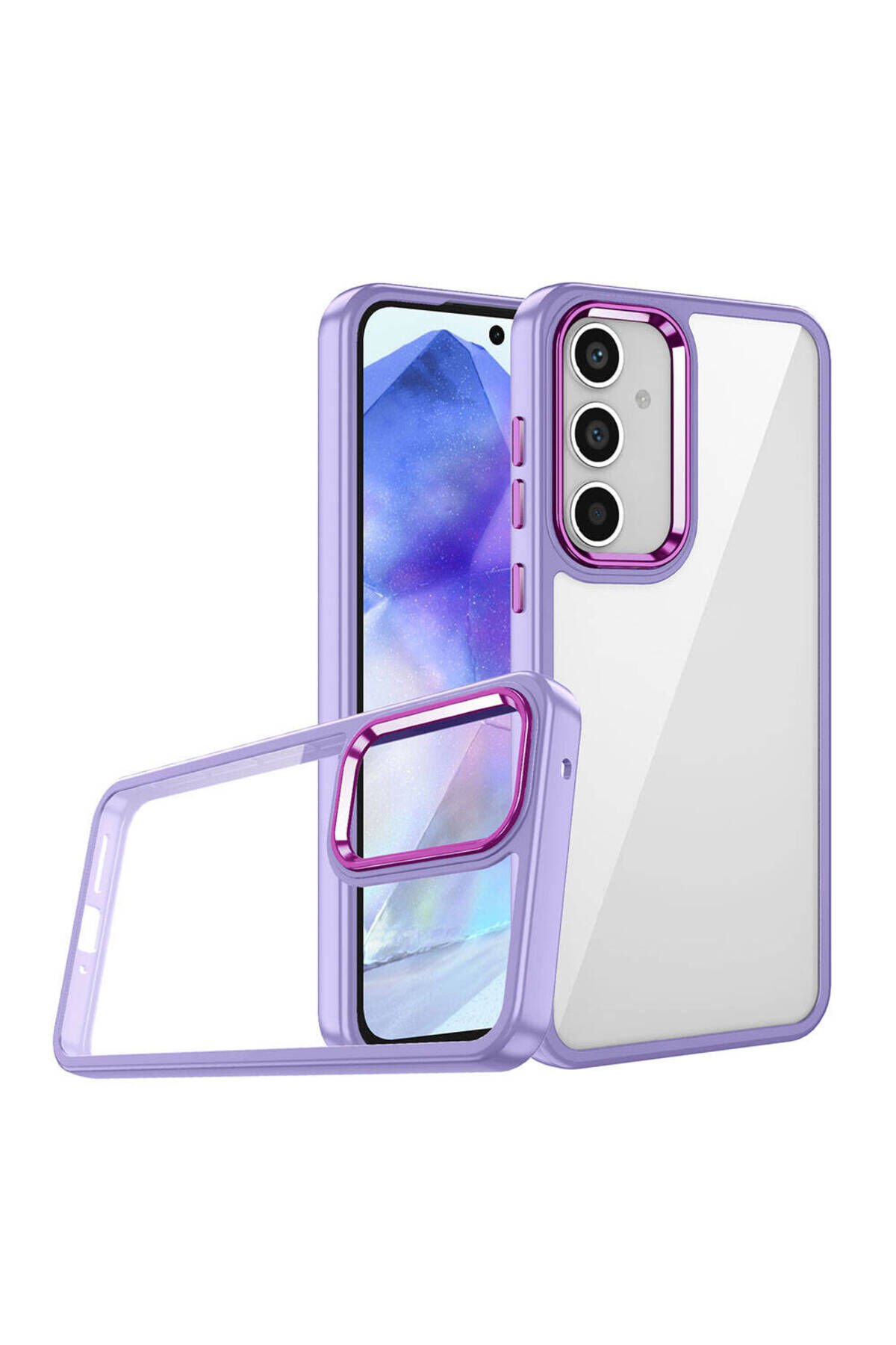 Galaxy A05S Kılıf BSAY Flora Kapak - Mavi Lila