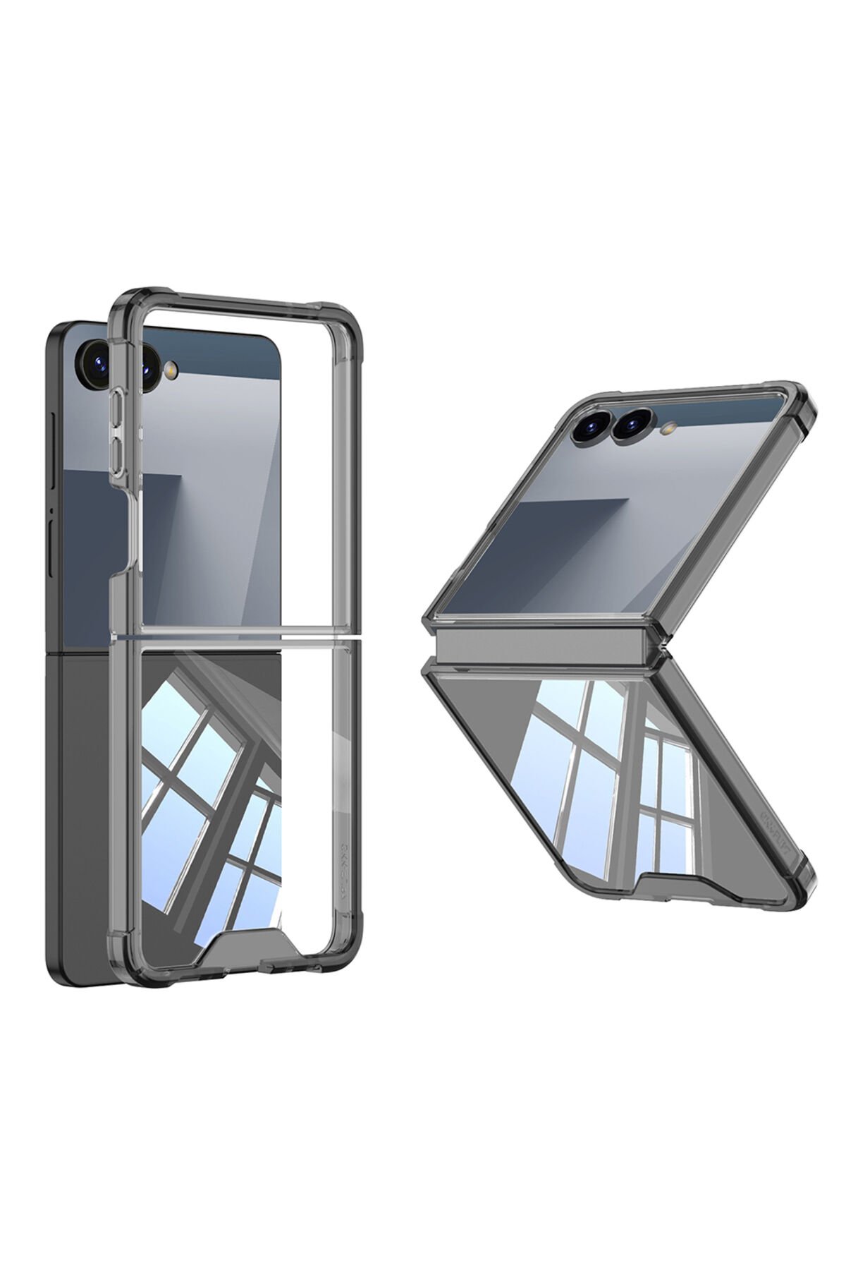Galaxy Z Flip 7 Kılıf BSAY Full Camlı Kıpta Kapak - Mor Siyah
