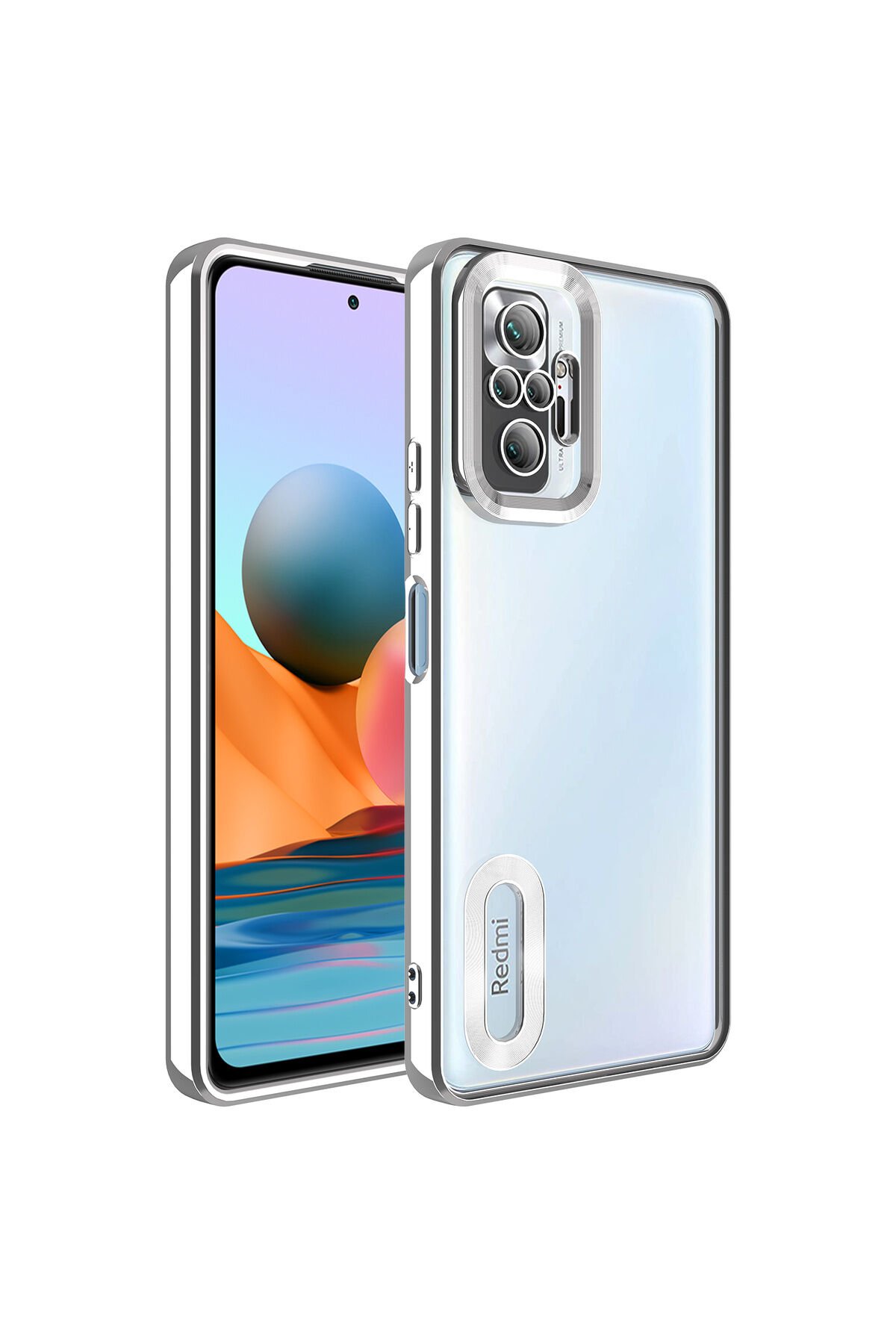 Redmi Note 10 Pro Kılıf Kamera Korumalı Logo Gösteren BSAY Omega Kapak - Rose Gold Gümüş