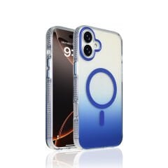 iPhone 16 Plus Kılıf M-safe Şarj Özellikli Transparan Renk Geçişli Zore Toros Kılıf Pembe