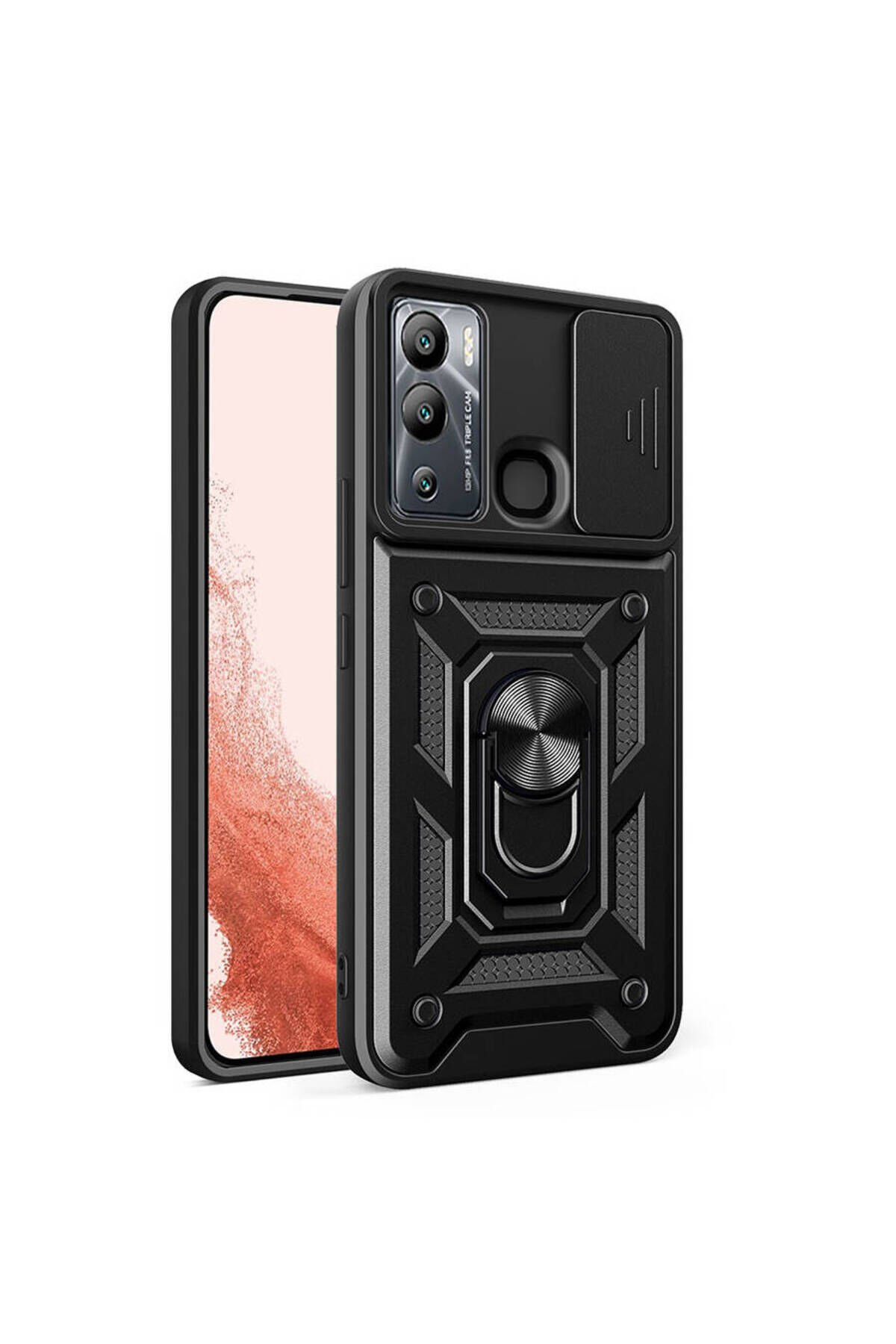 İnfinix Hot 20i Kılıf Magnetik Standlı Kamera Korumalı BSAY Sürgülü Vega Kapak - Mavi Mavi