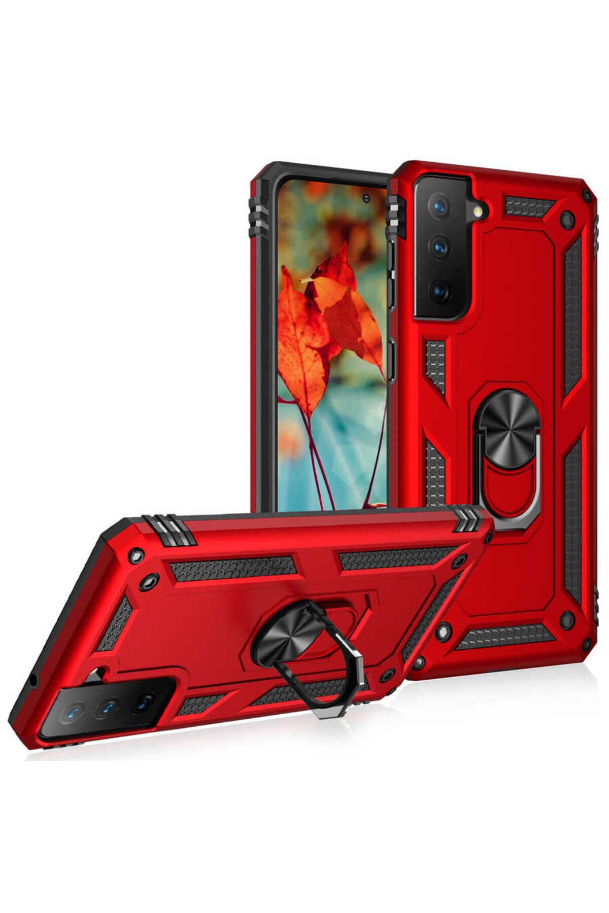 Galaxy S21 FE Kılıf ASMA Vega Kapak - Kırmızı Kırmızı