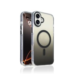 iPhone 16 Kılıf M-safe Şarj Özellikli Transparan Renk Geçişli Zore Toros Kılıf Gri