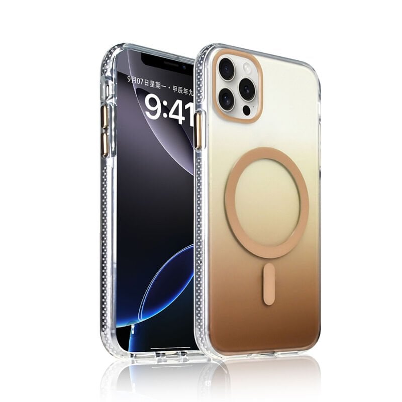 iPhone 15 Pro Max Kılıf M-safe Şarj Özellikli Transparan Renk Geçişli Zore Toros Kılıf