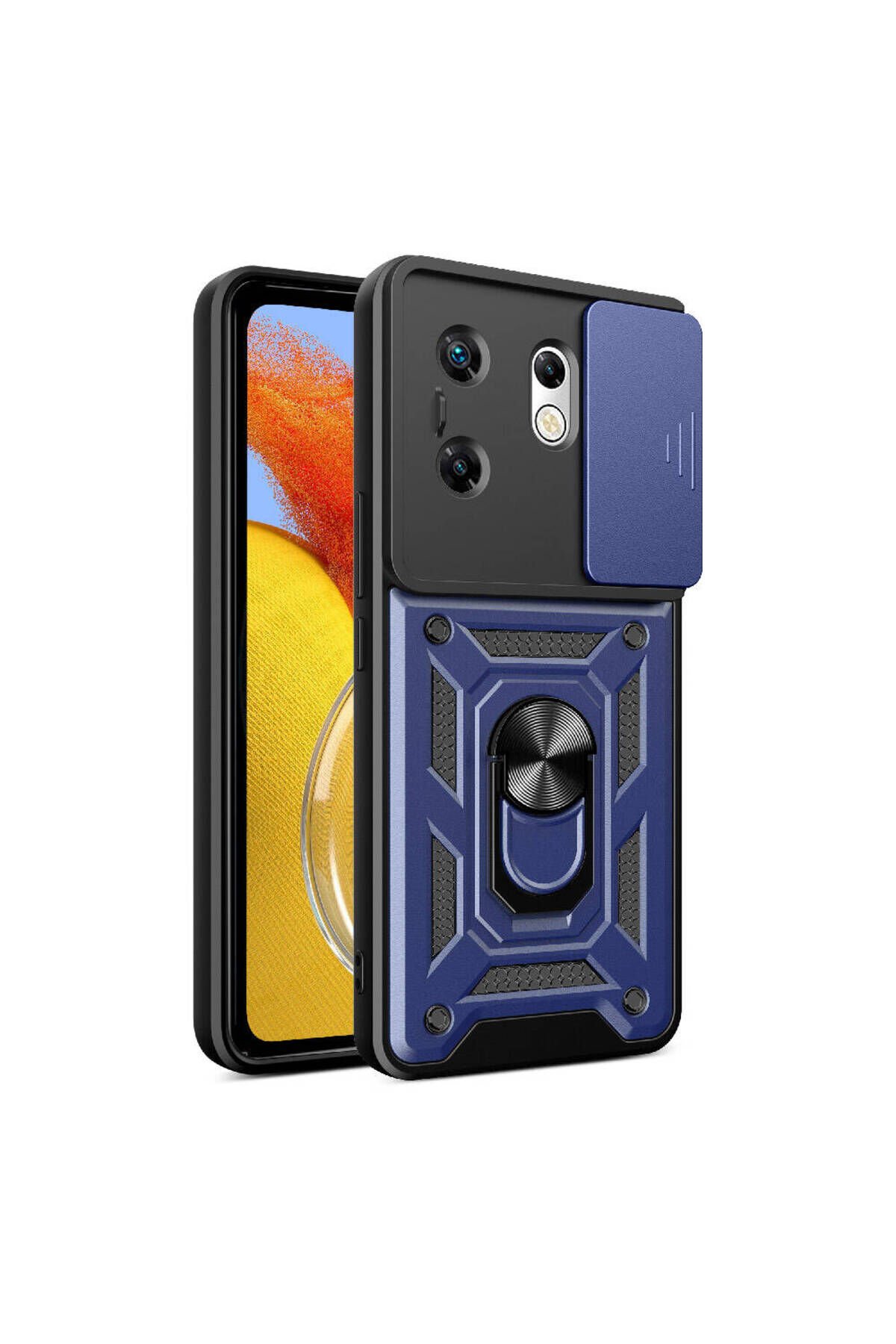 İnfinix Zero 30 4G Kılıf Magnetik Standlı Kamera Korumalı BSAY Sürgülü Vega Kapak - Siyah Siyah