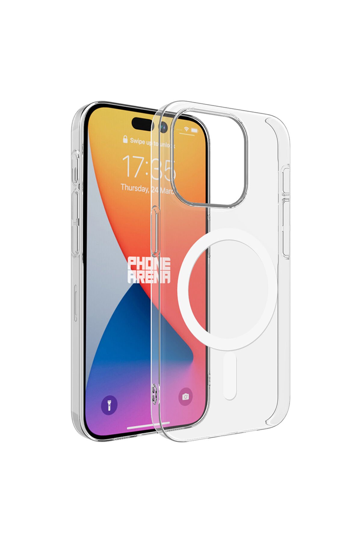 iPhone 15 Pro Max Kılıf BSAY Magsafe Şarj Özellikli Şeffaf Tek Kamera Çerçeveli Porto Kapak - Renksi Renksiz