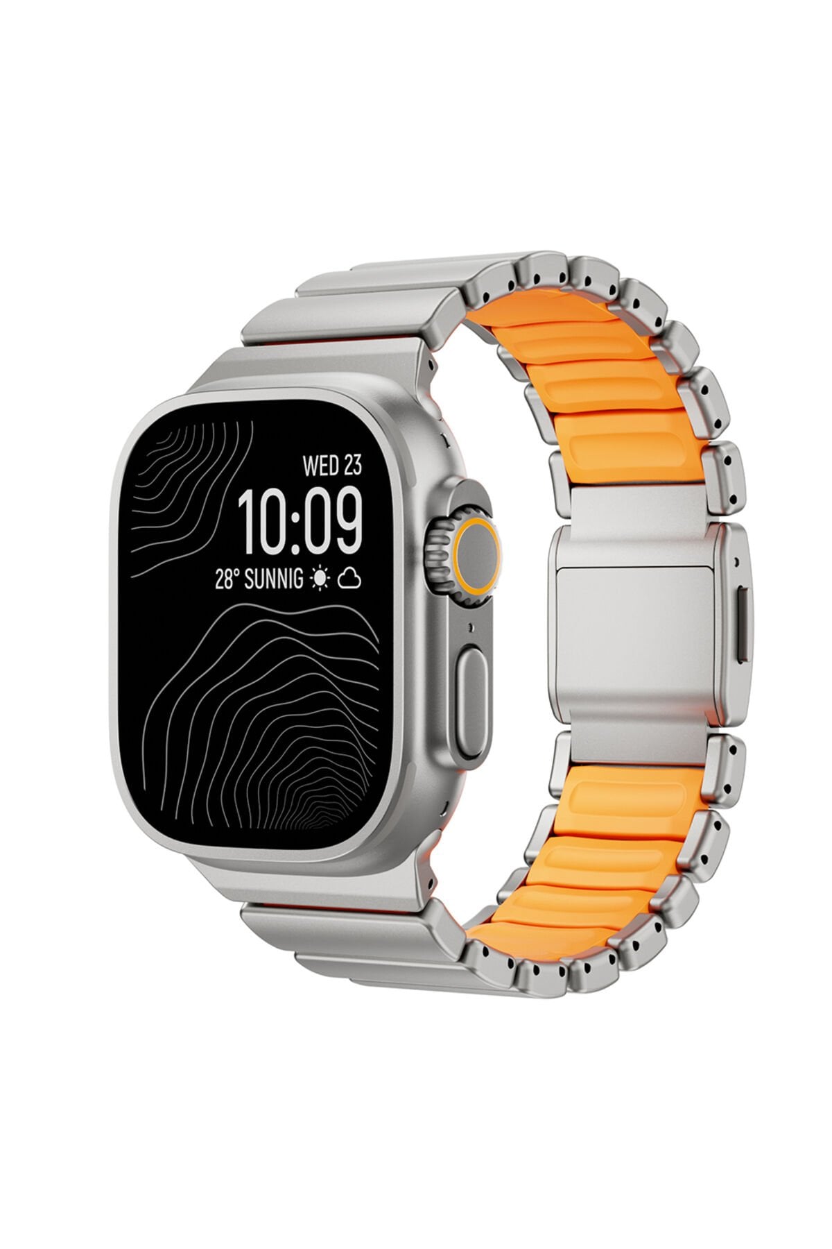 Watch 7 45mm BSAY KRD-152 Titanyum Silikon Kordon - Gri-Turuncu