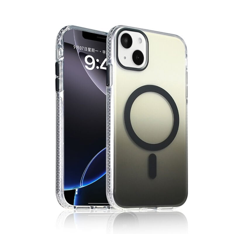 iPhone 15 Kılıf M-safe Şarj Özellikli Transparan Renk Geçişli Zore Toros Kılıf