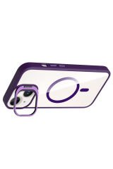 iPhone 14 Kılıf Standlı ve Kamera Lens Hediyeli M-Safe Şarj Özellikli BSAY Etro Kapak - Desert Titan
